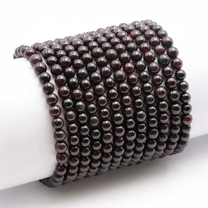 Bracelet grenat rouge almandin Pakistan AA (boules (5 - 6mm) - La Boite à Cailloux