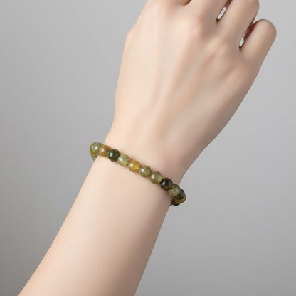 Bracelet grenat vert Grossulaire Mali A+ (boules 5-6mm) - La Boite à Cailloux