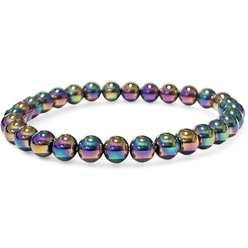 Bracelet Hématite arc en ciel Chine A (boules de 5 - 6mm) - La Boite à Cailloux