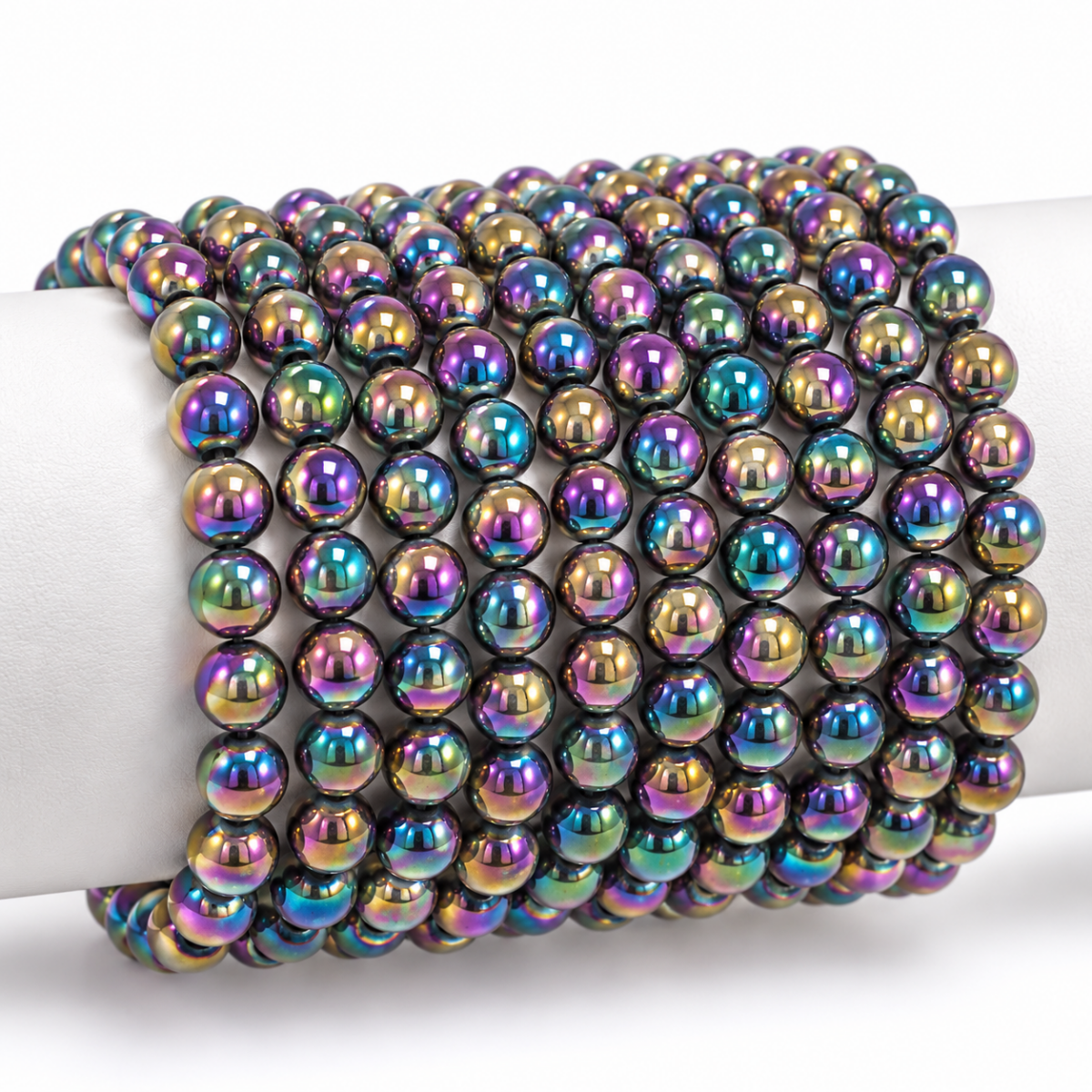 Bracelet Hématite arc en ciel Chine A (boules de 5-6mm) - La Boite à Cailloux