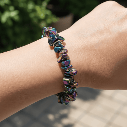 Bracelet Hématite arc en ciel Chine A (perles baroques) - La Boite à Cailloux