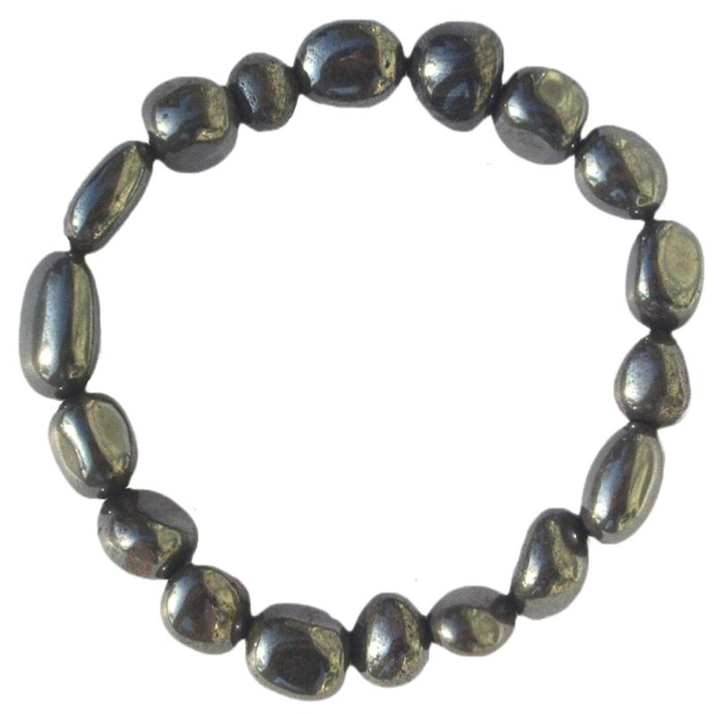 Bracelet Hématite Chine A (pierres roulées) - 10 - 12mm - La Boite à Cailloux