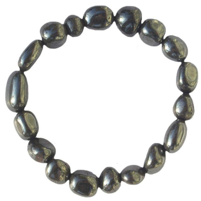 Bracelet Hématite Chine A (pierres roulées) - 10 - 12mm - La Boite à Cailloux