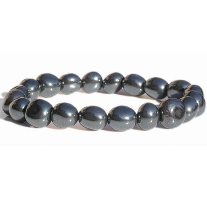 Bracelet Hématite Chine A (pierres roulées) - 10 - 12mm - La Boite à Cailloux