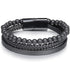 Bracelet Homme cuir noir onyx dépoli (boules 5 - 6mm) - La Boite à Cailloux