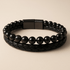 Bracelet Homme cuir obsidienne noire (boules 5 - 6mm) - La Boite à Cailloux