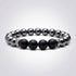 Bracelet homme hématite & onyx dépoli A (boules 10 mm) - La Boite à Cailloux