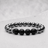 Bracelet homme hématite & onyx dépoli A (boules 10 mm) - La Boite à Cailloux