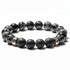 Bracelet Homme: obsidienne neige, onyx dépoli (boules 10mm) - La Boite à Cailloux
