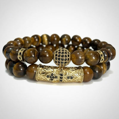 Bracelet homme oeil de tigre Afrique du Sud AA (cercle laiton)