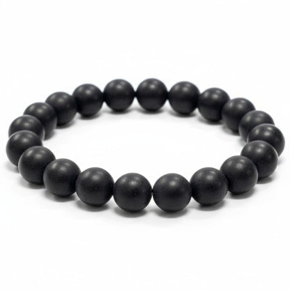 Bracelet Homme: onyx dépoli A (boules 10mm) - La Boite à Cailloux