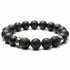 Bracelet Homme: onyx dépoli, pierre de lave (boules 10mm) - La Boite à Cailloux