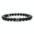 Bracelet Homme: onyx dépoli rondelle acier (boules 7 - 8mm) - La Boite à Cailloux