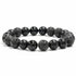 Bracelet Homme: onyx, onyx dépoli, pierre de lave A (boules 10mm) - La Boite à Cailloux
