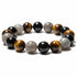 Bracelet Homme protection: oeil de tigre, labradorite, tourmaline noire A (boules 12mm) - La Boite à Cailloux
