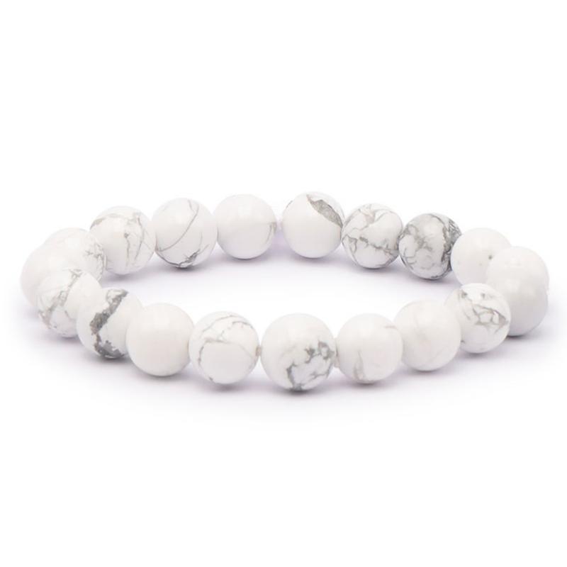 Bracelet howlite Zimbabwe A (boules 10mm) - La Boite à Cailloux