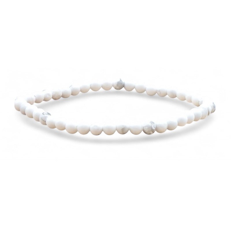 Bracelet howlite Zimbabwe A (boules 3 - 4mm) - La Boite à Cailloux