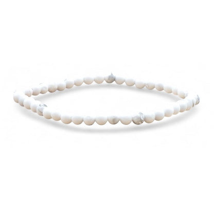 Bracelet howlite Zimbabwe A (boules 3 - 4mm) - La Boite à Cailloux