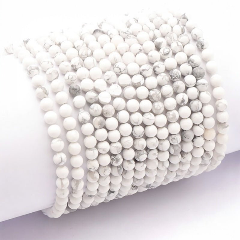 Bracelet howlite Zimbabwe A (boules 3 - 4mm) - La Boite à Cailloux