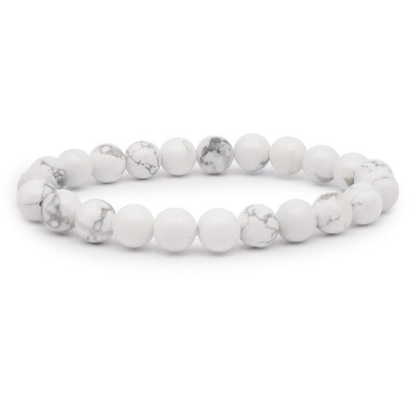 Bracelet howlite Zimbabwe A (boules 7 - 8mm) - La Boite à Cailloux