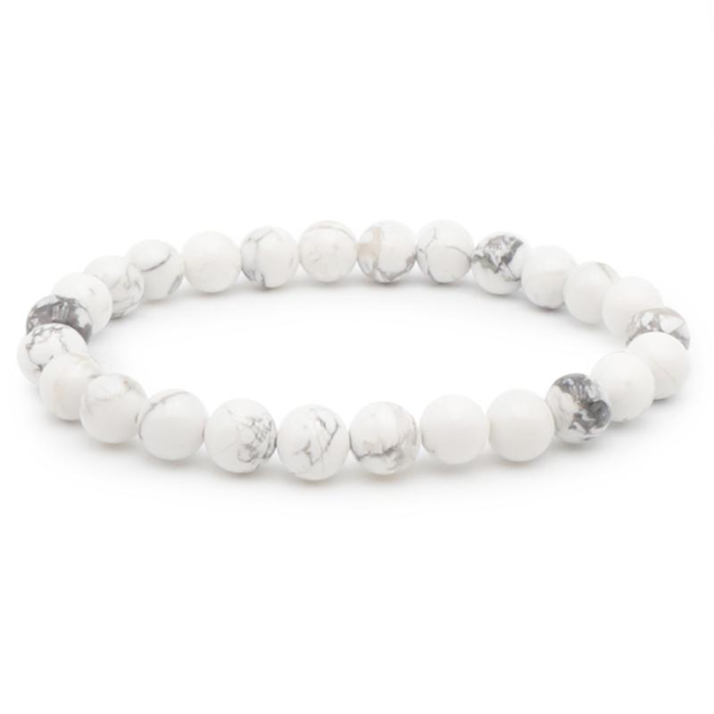 Bracelet howlite Zimbabwe A (boules 7 - 8mm) - Taille L - La Boite à Cailloux