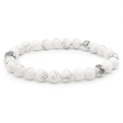 Bracelet howlite Zimbabwe A (boules 7 - 8mm) - Taille L - La Boite à Cailloux