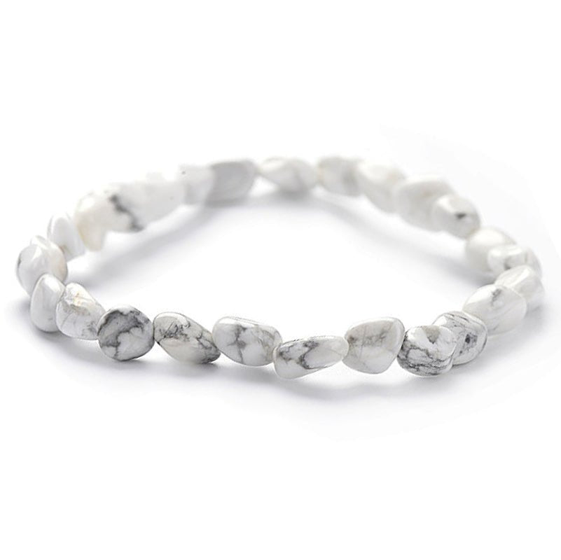 Bracelet howlite Zimbabwe A (grains 5 - 7mm) - La Boite à Cailloux