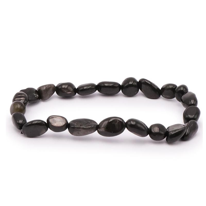 Bracelet hypersthène Canada A (grains 5 - 7mm) - La Boite à Cailloux