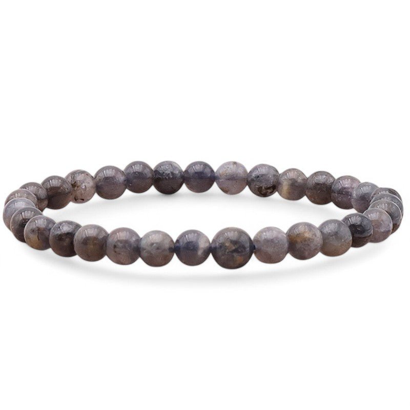 Bracelet iolite (cordiérite) Inde A+ (boules 5 - 6mm) - La Boite à Cailloux