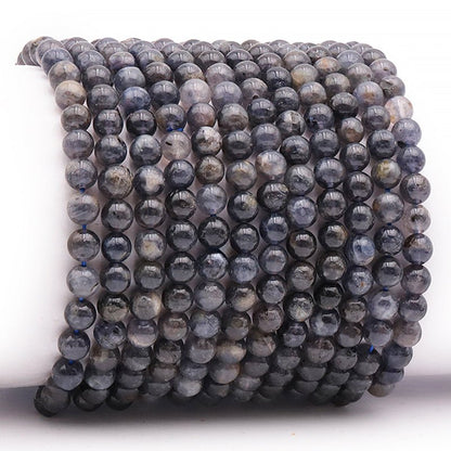 Bracelet iolite (cordiérite) Inde A+ (boules 5 - 6mm) - La Boite à Cailloux