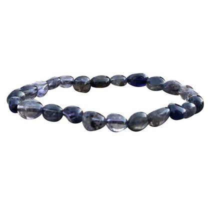 Bracelet iolite (cordiérite) Inde A (grains 5 - 7mm) - La Boite à Cailloux