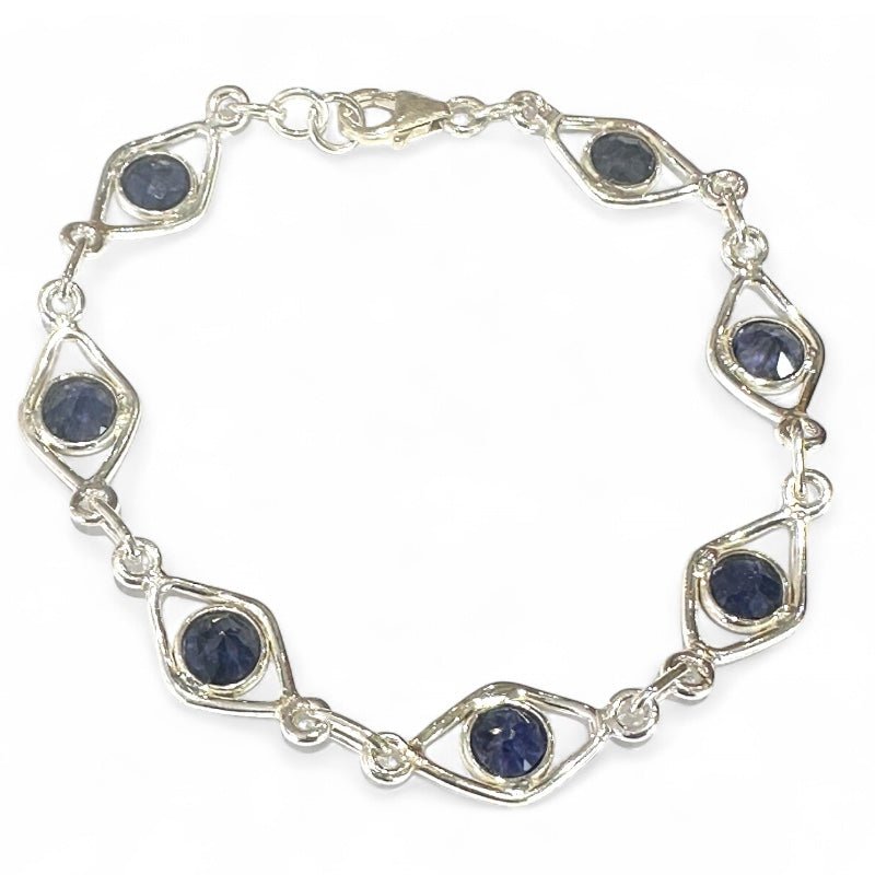 Bracelet iolite (cordierite) Inde AA argent 925 - La Boite à Cailloux