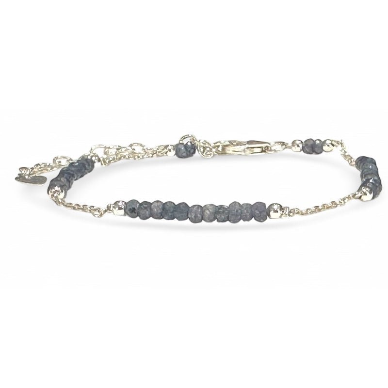 Bracelet iolite (cordierite) Inde AA argent 925 - La Boite à Cailloux