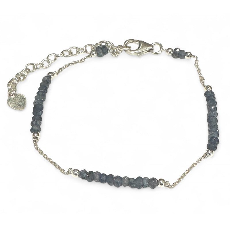 Bracelet iolite (cordierite) Inde AA argent 925 - La Boite à Cailloux