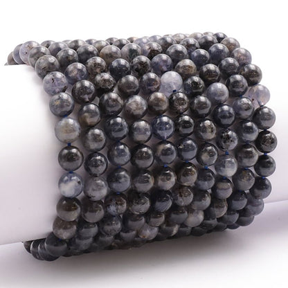 Bracelet iolite (cordiérite) Inde AA (boules 8 - 9mm) - La Boite à Cailloux