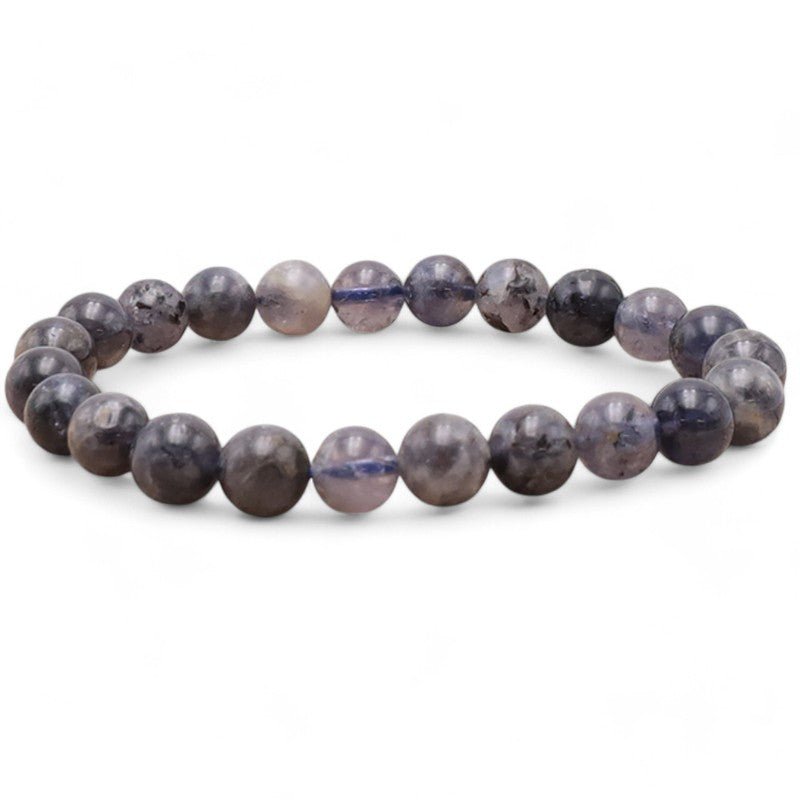 Bracelet iolite (cordiérite) Inde AA (boules 8 - 9mm) - La Boite à Cailloux