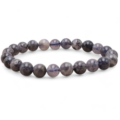 Bracelet iolite (cordiérite) Inde AA (boules 8 - 9mm) - La Boite à Cailloux