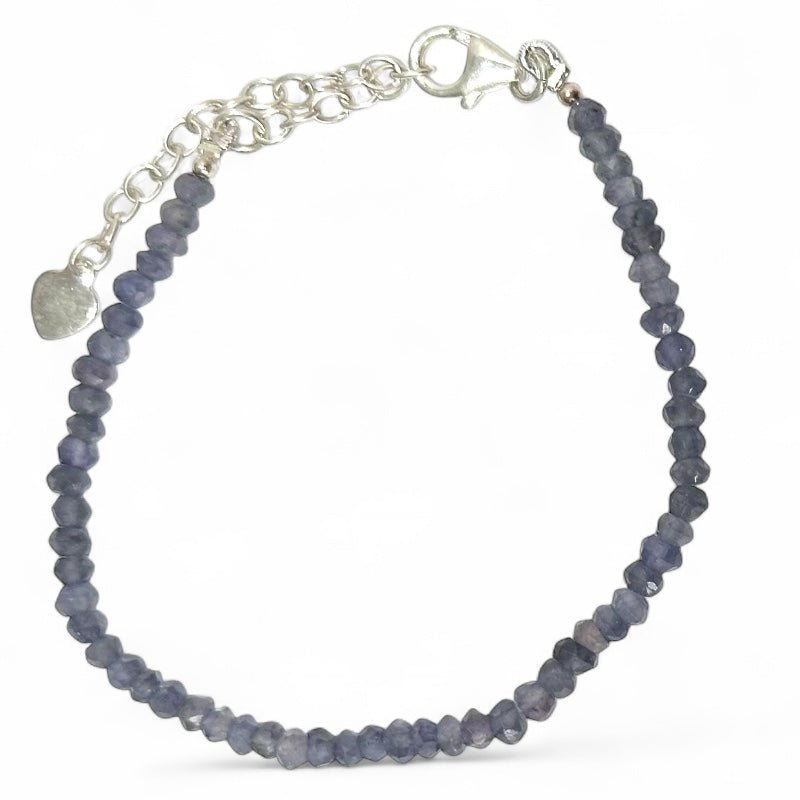 Bracelet iolite (cordierite) Sri Lanka AA argent 925 - La Boite à Cailloux