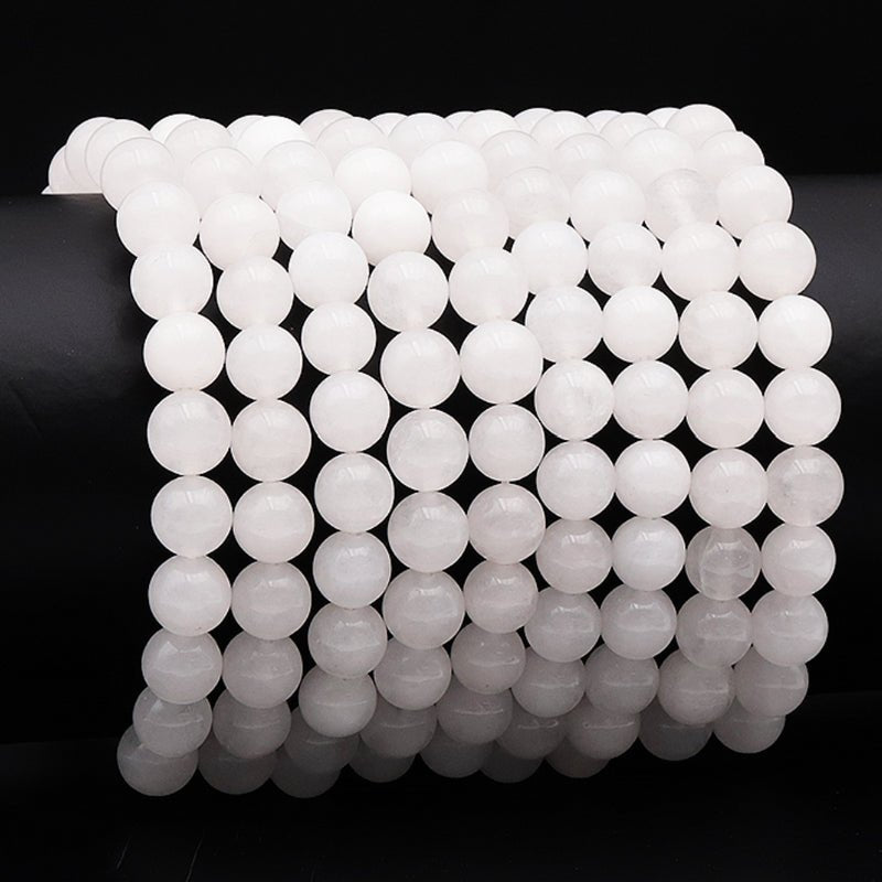 Bracelet jade blanc de Chine A (boules 7 - 8mm) - La Boite à Cailloux