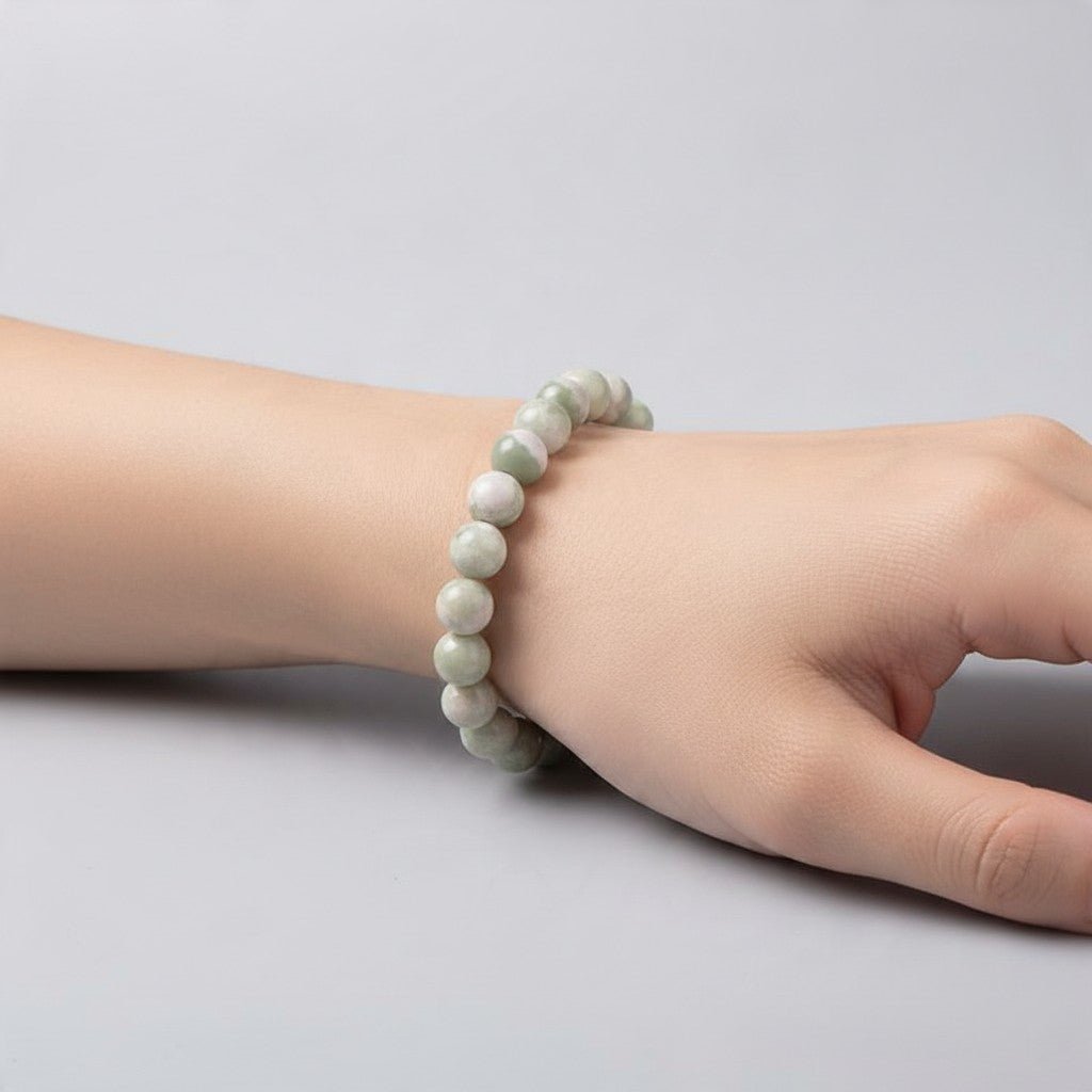 Bracelet jade de Hetian Chine A (boules 7-8mm) - La Boite à Cailloux