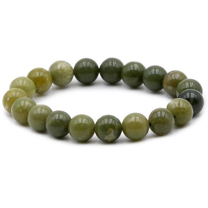 Bracelet jade néphrite Canada A (boules 10mm) - La Boite à Cailloux