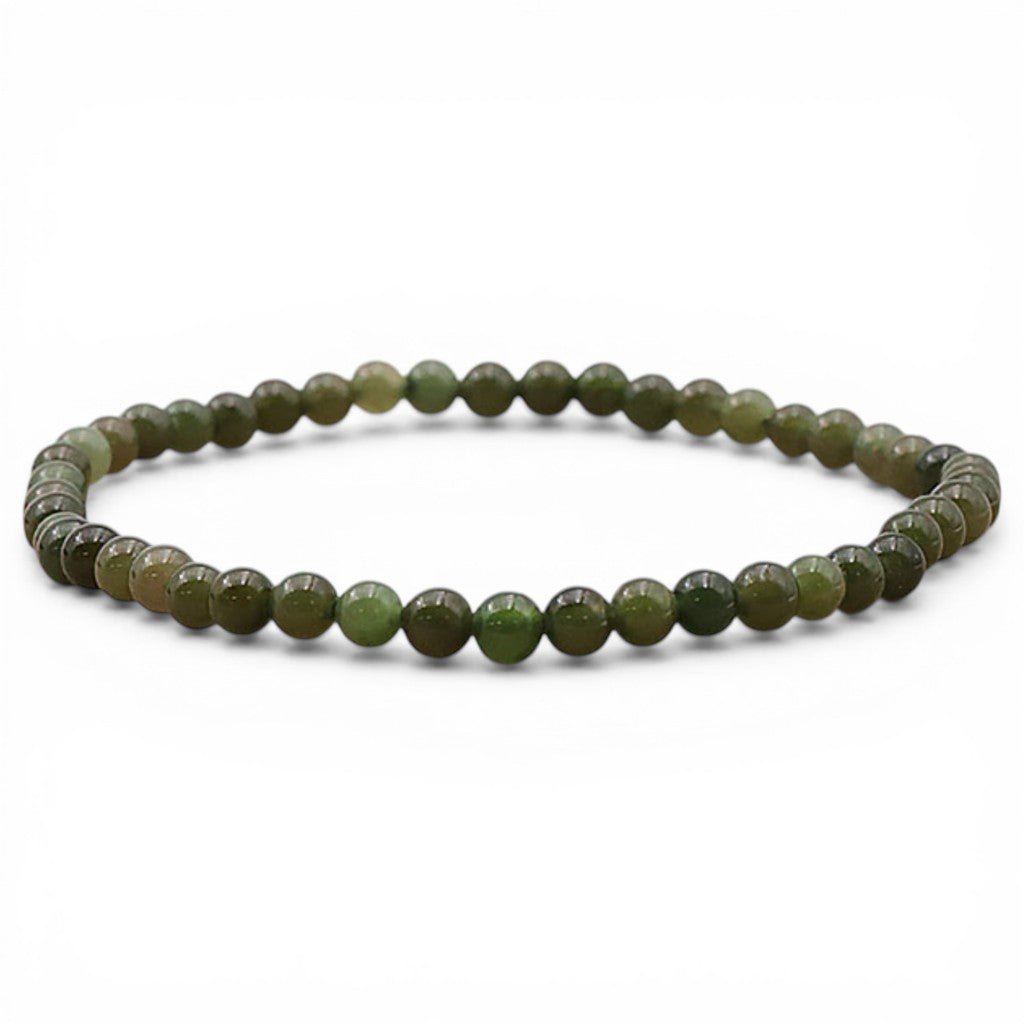 Bracelet jade néphrite Canada AA (boules 3 - 4mm) - La Boite à Cailloux