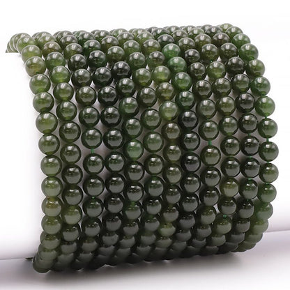 Bracelet jade néphrite Canada AA (boules 5 - 6mm) - La Boite à Cailloux