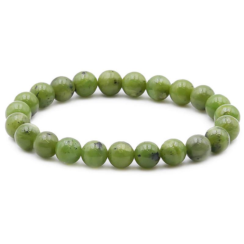 Bracelet jade néphrite Canada AA (boules 7 - 8mm) - La Boite à Cailloux