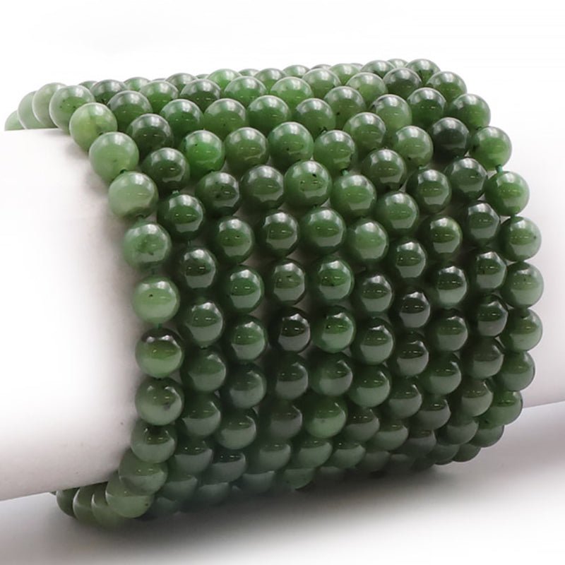 Bracelet jade néphrite Canada AA (boules 7 - 8mm) - La Boite à Cailloux