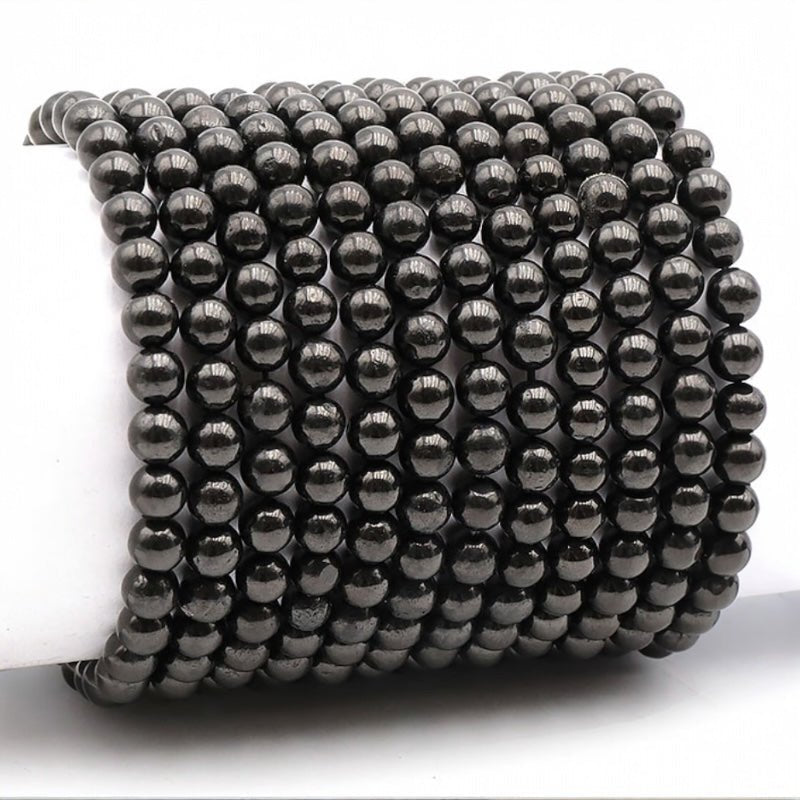 Bracelet jais Mongolie A (boules 5 - 6mm) - La Boite à Cailloux