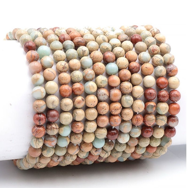 Bracelet jaspe bleu Afrique du Sud A (boules 5 - 6mm) - La Boite à Cailloux