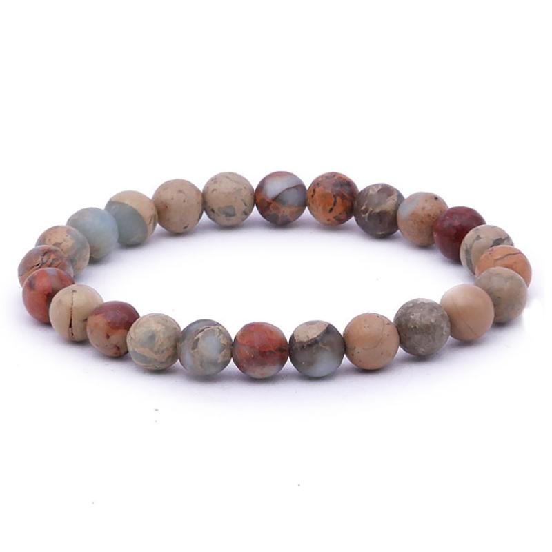 Bracelet jaspe bleu Afrique du Sud A (boules 7 - 8mm) - La Boite à Cailloux