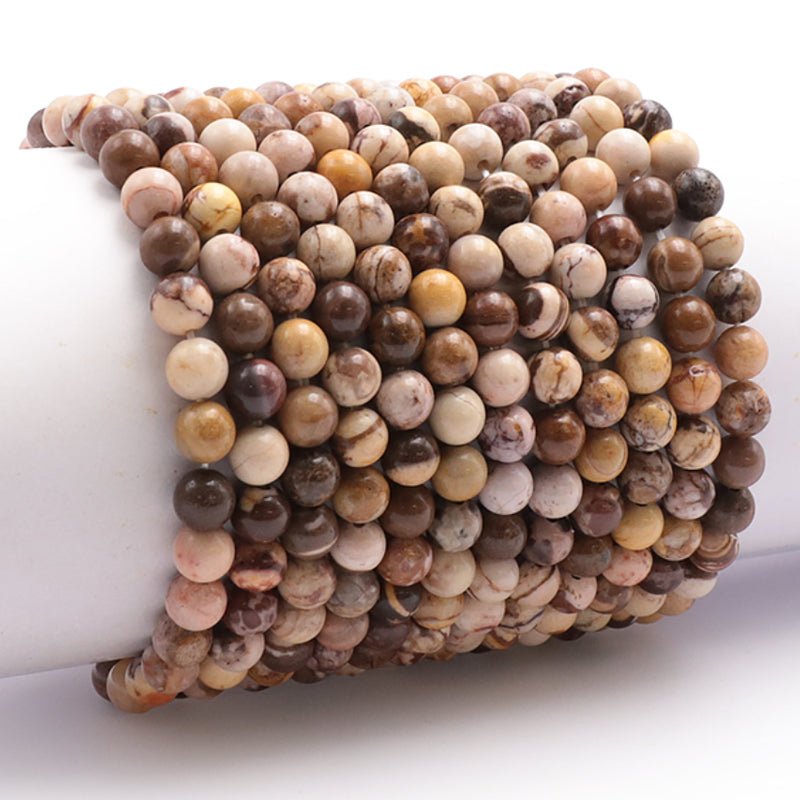 Bracelet jaspe brun Afrique du Sud A (boules 5 - 6mm) - La Boite à Cailloux