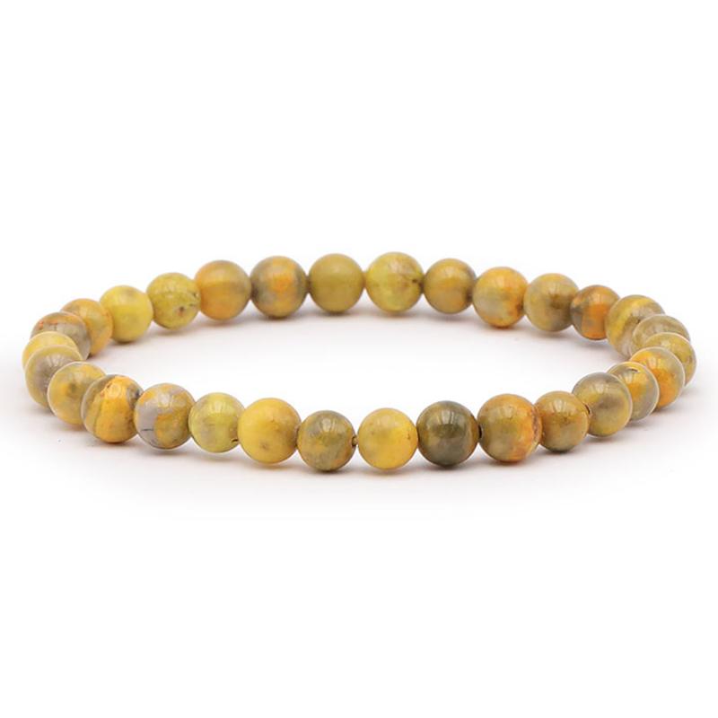 Bracelet jaspe Bumble Bee Indonésie AA (boules 6.5 - 7.5mm) - La Boite à Cailloux